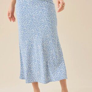 Altar'd State Amora Floral Midi Skirt, Dusty Blue